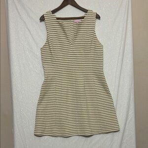 Lilly Pulitzer Cream and White Fitted V-Neck Sleeveless Tank Dress